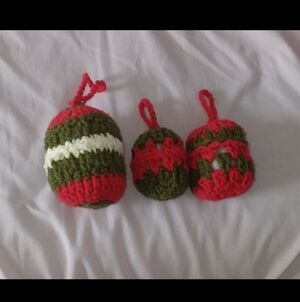 Handcrafted Red and Green Holiday Ornaments
